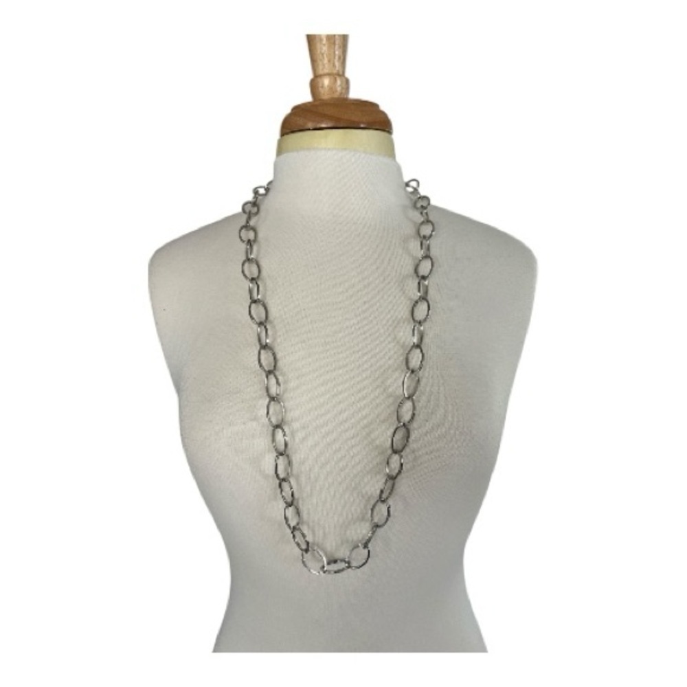 Vintage RJ Graziano Chic Oval Link Silver Tone Necklace 40”